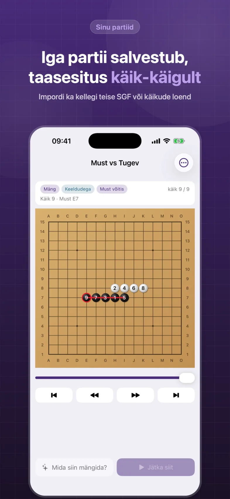 OneSolve Gomoku: partii taasesitus