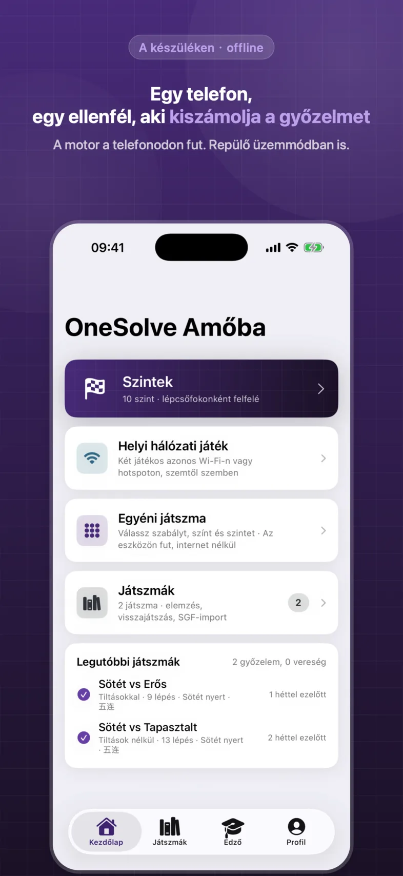 OneSolve Amőba: kezdőlap