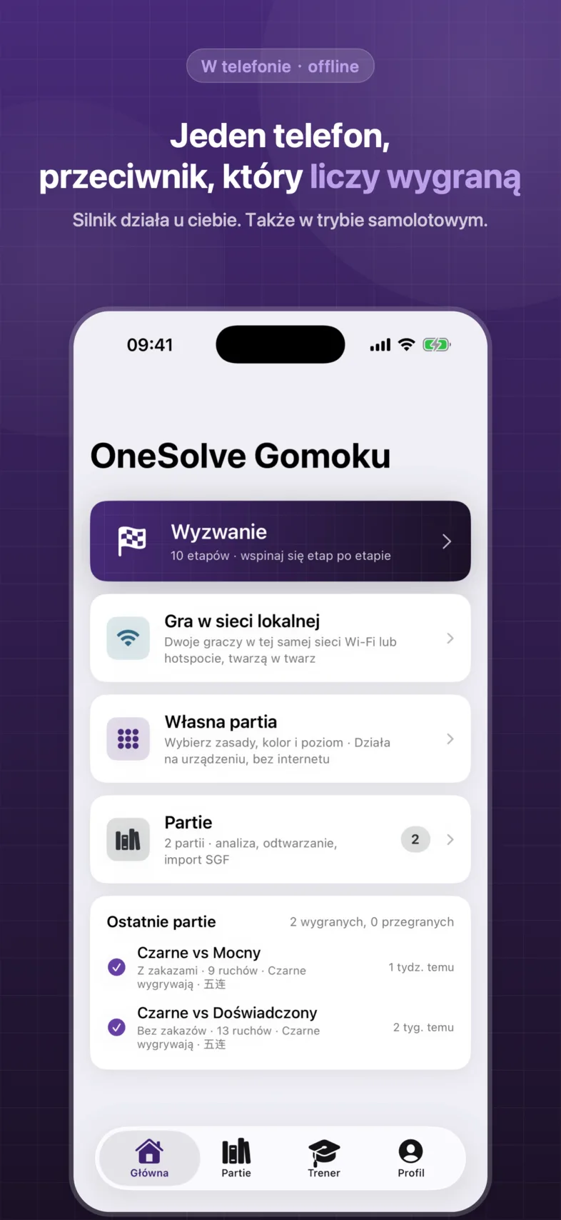 OneSolve Gomoku: ekran główny