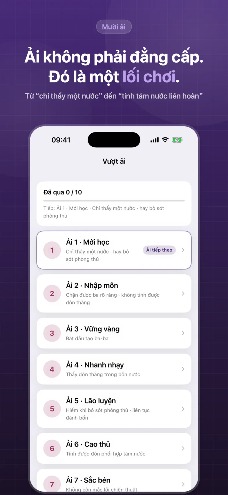 OneSolve Caro: vượt ải 10 cấp
