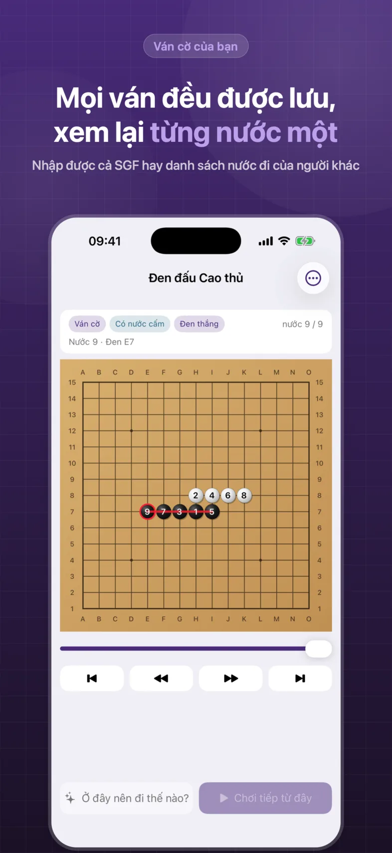 OneSolve Caro: xem lại ván cờ